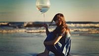 pic for Girl With Balloon On Beach 